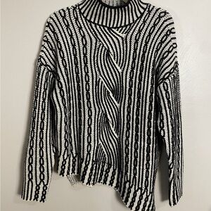 Asymmetrical knit, black and white sweater Size small